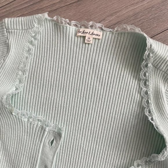 FOR LOVE AND LEMONS Mint Cropped Cardigan - Size Small - Picture 5 of 7